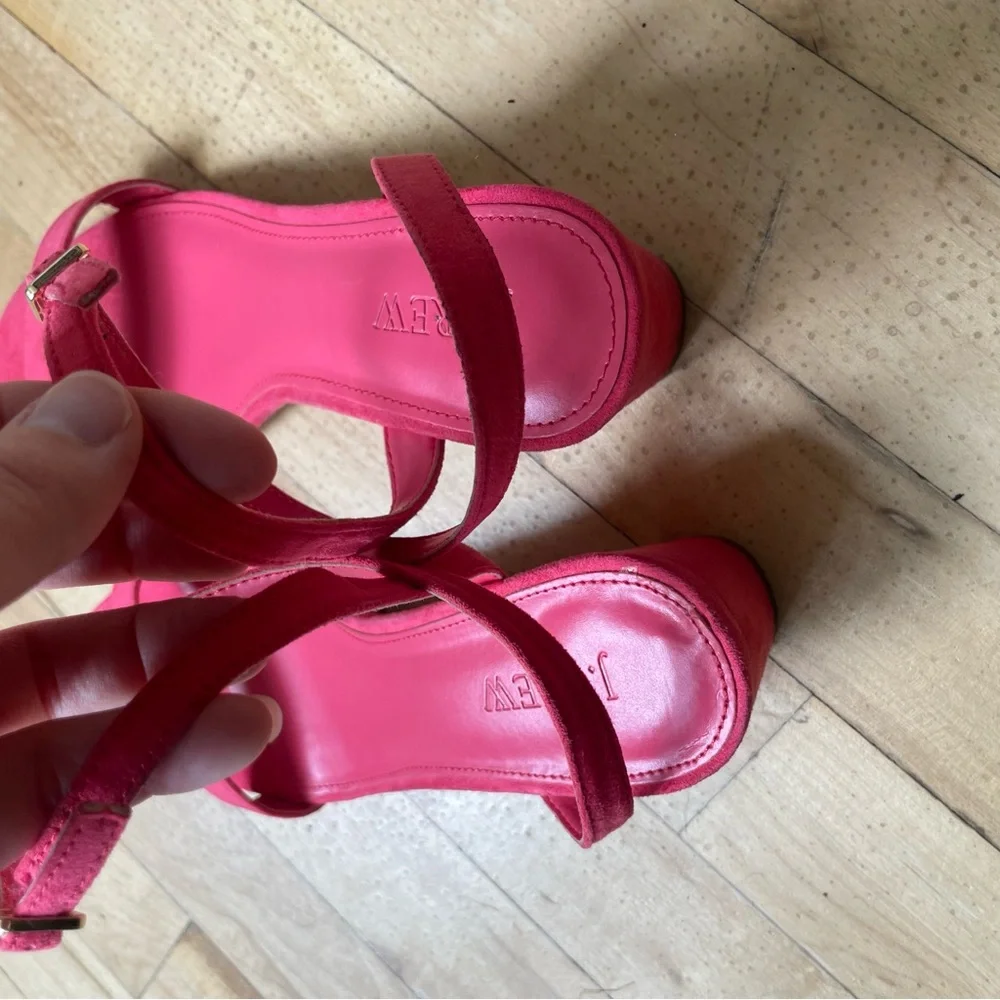 J. Crew pink heels women’s size 7 wrap suede Sleek‎ Minimalist Design